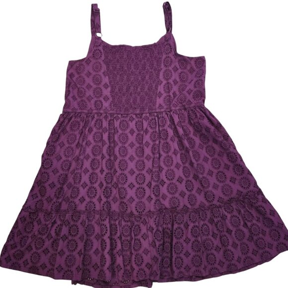 Lane Bryant Purple Eyelet Sundress Women’s Plus Size 26 Smocked Cotton Dress - Picture 4 of 7
